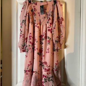 Pink Floral Off the Shoulder Sundress